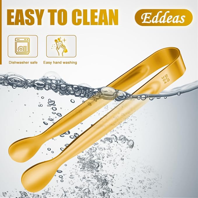 12PCS Mini Tongs For Serving, 2 Sizes 6 & 4 Inch Ice Tongs Mini Gold Sugar Stainless Steel Tong, Small Kitchen Tiny Food Tongs for Appetizers,Tea Party, Coffee Bar,Desserts & Ice Bucket - Image 7