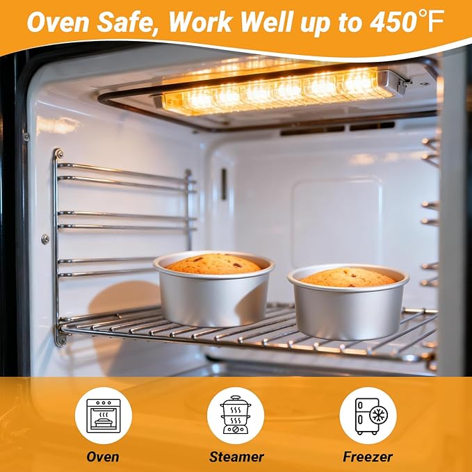 Beasea 6 Inch Cake Pans Set, 3 Pack Aluminum Alloy Round Cheesecake Pan with Removable Bottom, Small Cake Tin Mold for Baking Oven Bakeware - Image 4