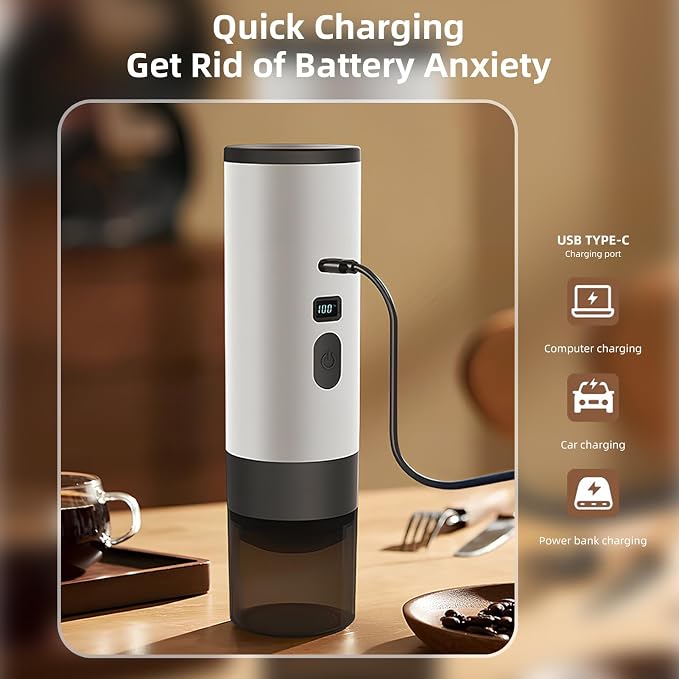 Portable Electric Espresso Machine, 3 in 1 Electric Coffee Maker Travel Coffee Maker for Camping Car Coffee Maker Small Coffee Maker Espresso Maker for RV Hiking Office Travel Car - Image 5