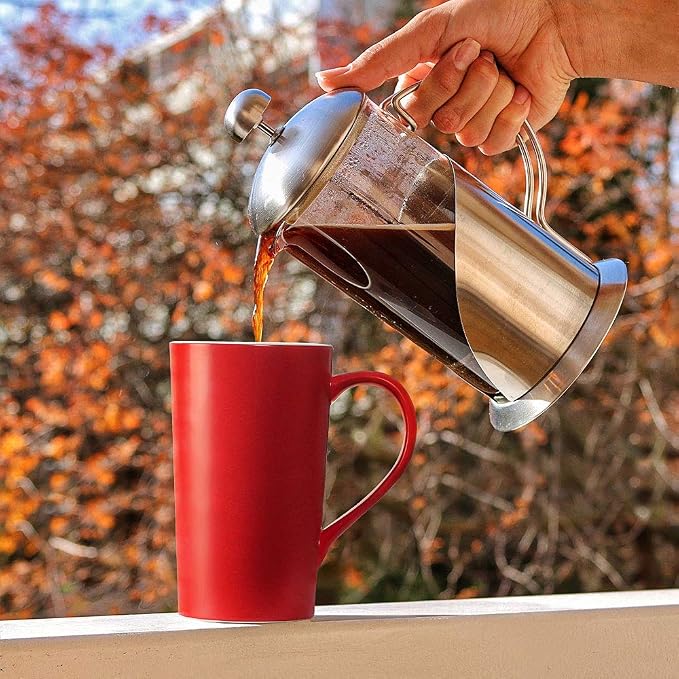 20 oz Large Coffee Mugs, M007 Tall Ceramic Cup with Handle for Dad Men, Set of 2, Christmas Red - Image 6
