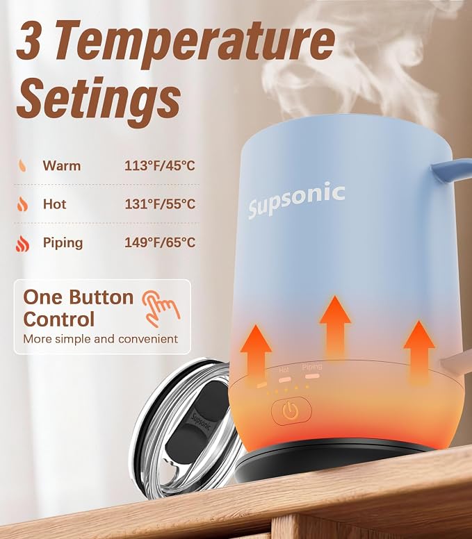 Supsonic - 16oz Self Heating Coffee Mug, Smart Heated Coffee Mug Faster Direct-Contact Heating Up to 149°F, Coffee Mug Warmer Set with Auto Shut-Off - Gifts for Men Women | S2 - Image 2