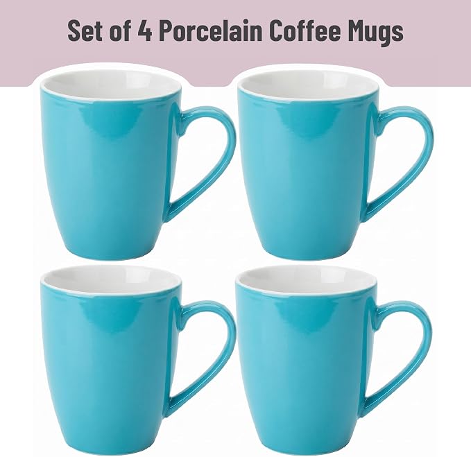 BTaT- Porcelain Coffee Mugs Set, 16 Ounces, 4 Pack, Turquoise Ceramic Coffee Mugs with Handle, Restaurant Cups for Mocha, Tea, Cappuccino, Cocoa, Cereal, Mug Gift Set, Dishwasher and Microwave Safe - Image 2