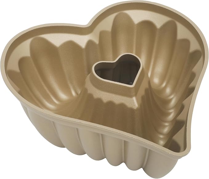 Martha Stewart Dunelle 10.75" Heart‑Shaped Cake Mold — Cast Aluminum Nonstick Fluted Cake Pan — Easy Release, Oven‑Safe to 450°F by MarthaStewart