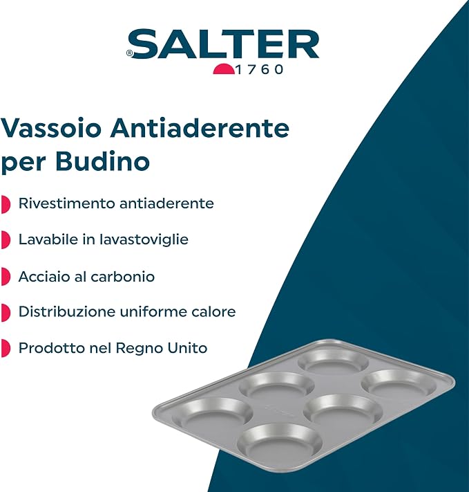 Salter Essentials Yorkshire Pudding Tray – Non-Stick Coating, Rectangular Muffin Tray, Dishwasher Safe, Easy to Clean, Made in The UK, Durable Cupcake Tray, Lightweight, PFOA-Free, BW13670 | Carbon Steel Construction, PFOA-Free Coating, Dishwasher Safe... - Image 2