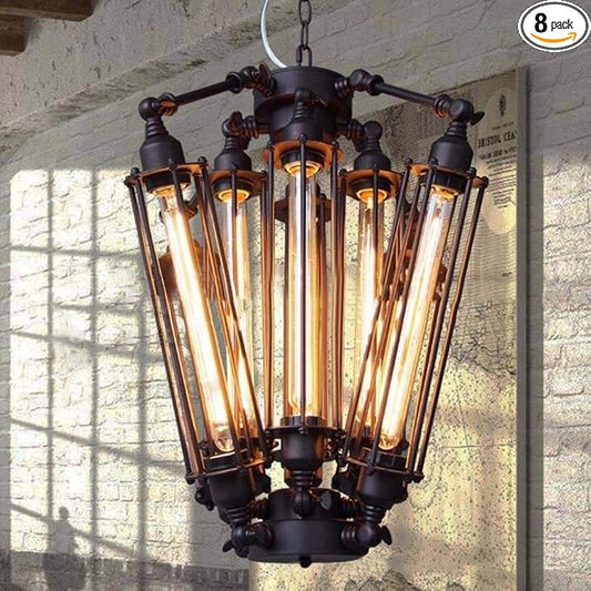 Industrial Steampunk Style Chandelier Vintage Pendant Light Loft Ceiling Fixture for Country Hotel Restaurant Bar Creative Ceiling Lamp (8 Heads) by LUOLAX
