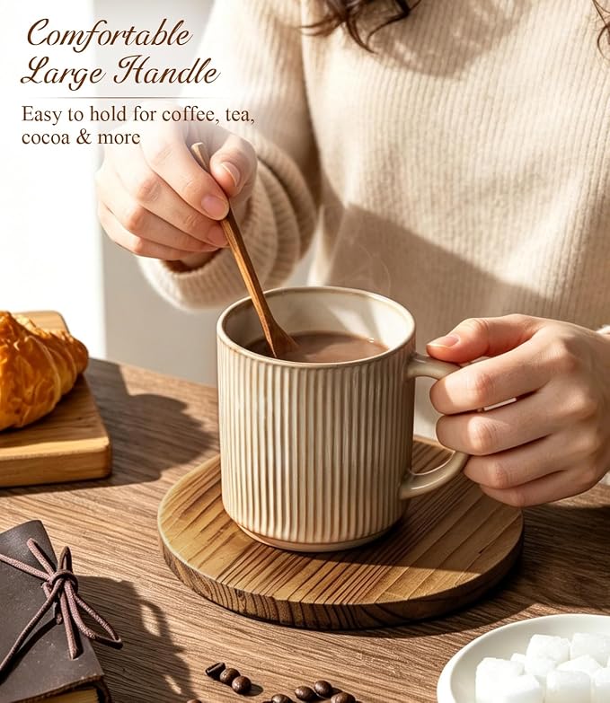 GBhome Coffee Mugs Set of 6，16 oz Coffee Cups with Handle | Cups for Latte, Tea, Cocoa & Milk, Ideal for Daily Use & Gifts, Microwave & Dishwasher Safe, Cappuccino - Image 5