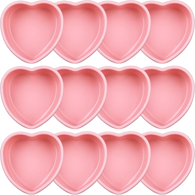 12 Pcs Mother's Day Heart Shaped Cake Pans Pink Red Silicone Mini Heart Cake Mold Nonstick Dessert Pan Chocolate Baking Tray Bakeware for Mother's Day Birthday Cupcake Muffin Tool(Pink,4'') by Menkxi