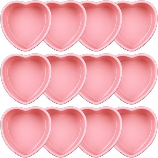 12 Pcs Mother's Day Heart Shaped Cake Pans Pink Red Silicone Mini Heart Cake Mold Nonstick Dessert Pan Chocolate Baking Tray Bakeware for Mother's Day Birthday Cupcake Muffin Tool(Pink,4'') by Menkxi