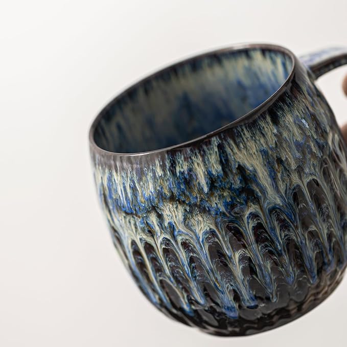 Large Ceramic Coffee Mug - 20oz Big Tea Cup, Flowing Blue | Large Tea Mug, Microwave Safe, Dishwasher Safe - Image 5