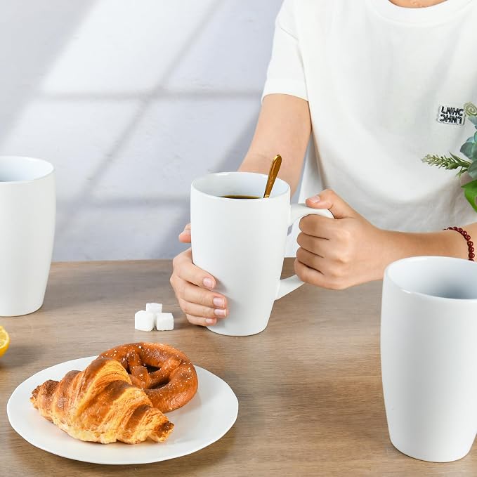 BYCNZB 20oz Extra Large Ceramic Tall Coffee Mugs Set for Coffee Tea Hot Cocoa set of 4 Dishwasher & Microwave Safe (Matte white) - Image 6