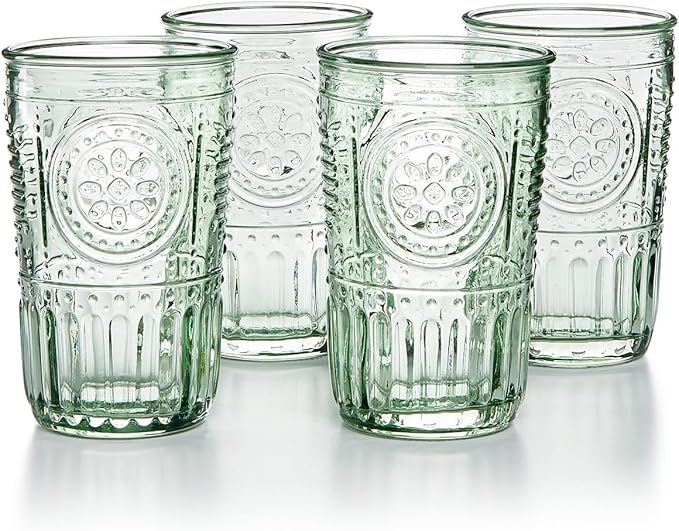 Bormioli Rocco Romantic Set Of 4 Tumbler Glasses, 11.5 Oz. Colored Crystal Glass, Pastel Green, Made In Italy. by Bormioli+Rocco