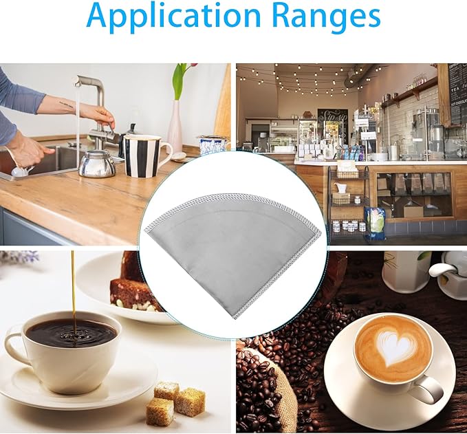 Reusable Pour Over Coffee Filter Stainless Steel Mesh Cone Coffee Filter 1‑2 Cup for Spare or Replacement