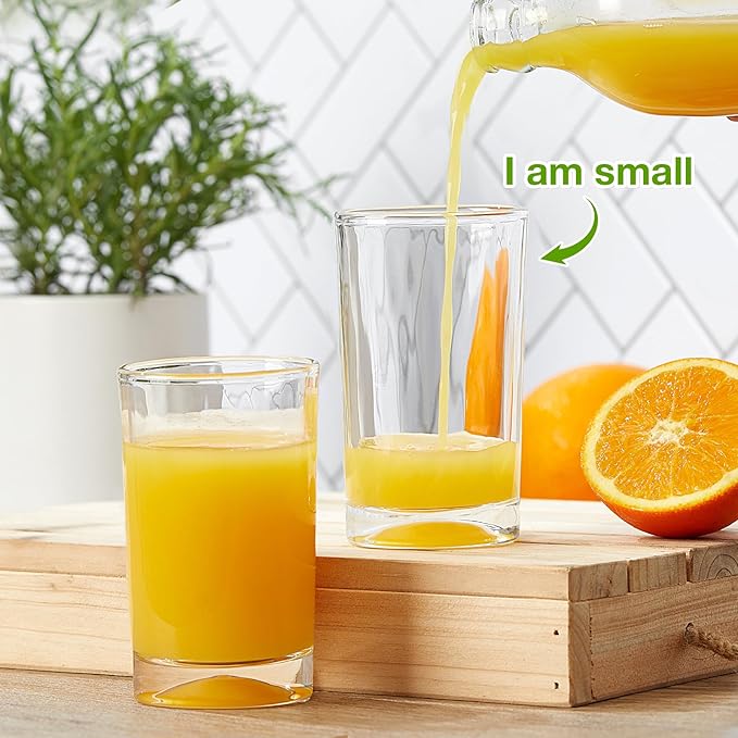 Mfacoy Small Juice Glasses Set of 6, 5.5-ounce Glass Cups, Heavy Base Small Drinking Glass Set, Clear Cups, Thick and Durable Shot Glasses, Drinking Glasses for Juice and Milk (Full Size - 5.5 Ounce) - Image 7
