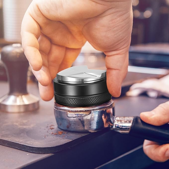 uxcell 53mm Coffee Distributor & Tamper, Dual Head Espresso Leveler, Adjustable Depth Professional Espresso Distribution Leveler Tool for Portafilter Espresso Hand Tamper, Black