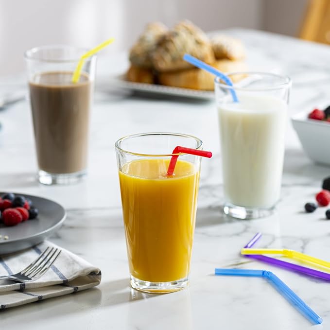 Comfy Package [Case of 10,000] Flexible Plastic Drinking Straws - Disposable Swizzle Sticks - 7.75"High - Assorted Colors - Image 5