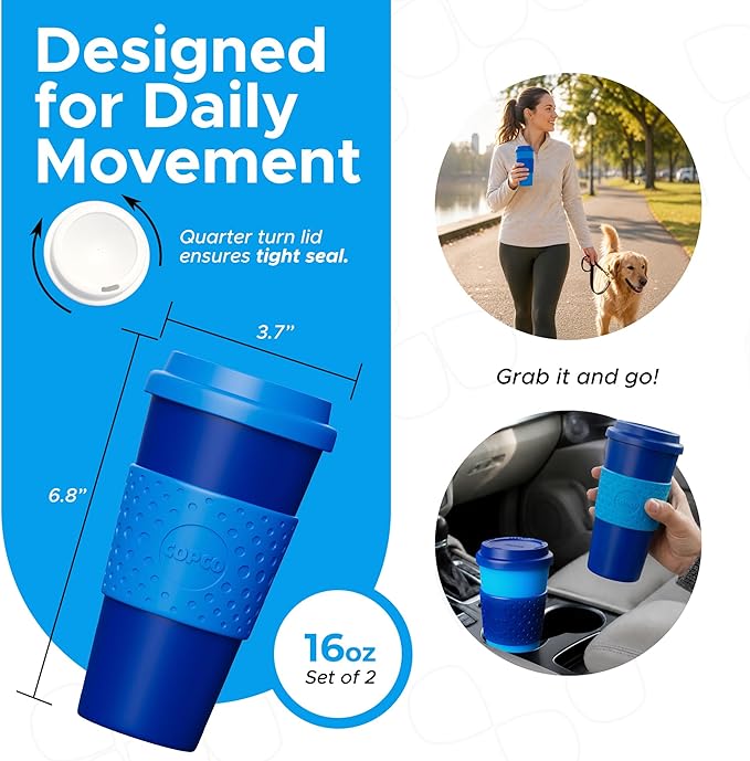 Copco Acadia Travel Mug, 16 Oz - Navy & Blue, Set of 2 - Image 2