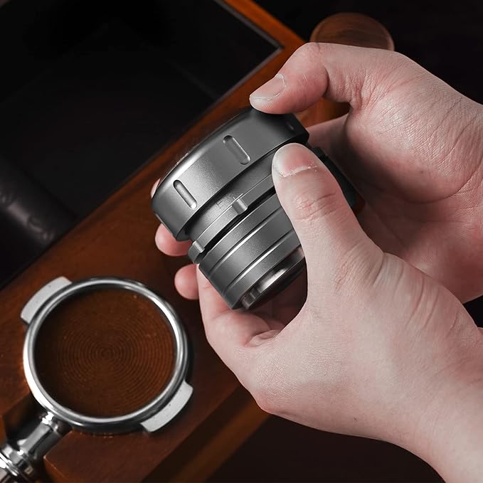 58mm Espresso Tamper | Adjustable Depth Fits All 58mm Espresso Portafilter | Breville/Rancilio/La Marzocco/etc. | Built-In-Spring SUS304 Coffee Tamper | Espresso Machine Accessories