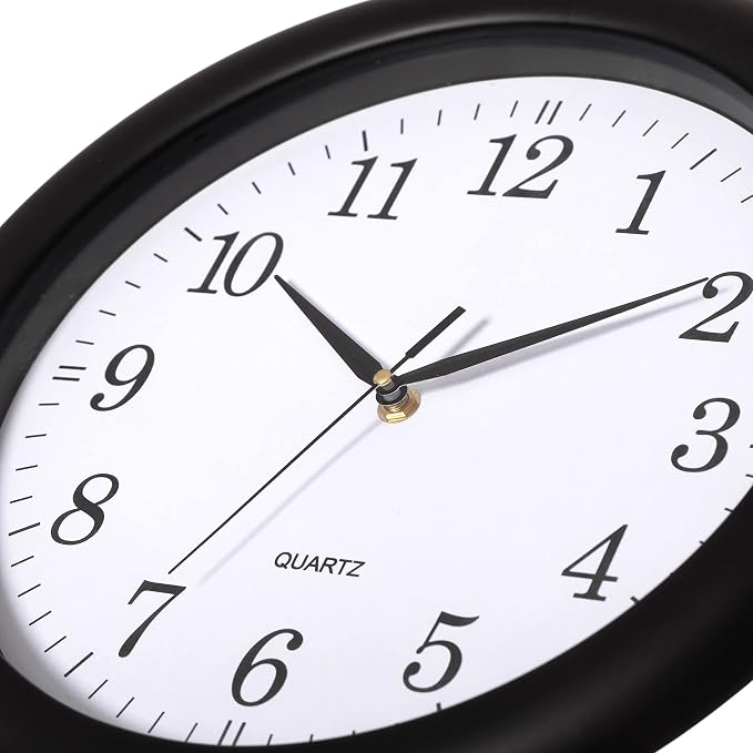 Clockswise Decorative Classic Black Round Wall Clock for Living Room, Kitchen, Dining Room, Plastic - Image 5