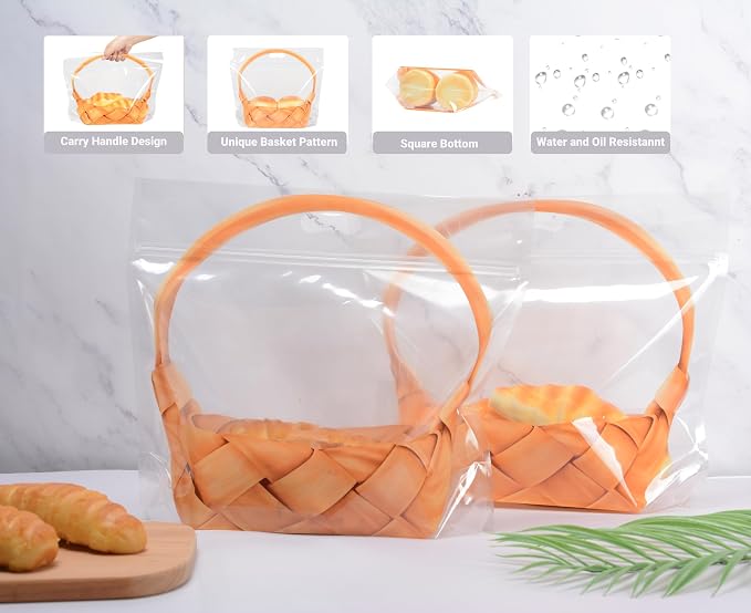 Funcoo Plastic Bread Bags for Homemade Bread, 50 Pcs Sourdough Loaf Food Storage Bags, Bakery Bags with Window for Loaves, Cookie, Bagels (12.6x10.8") - Image 2