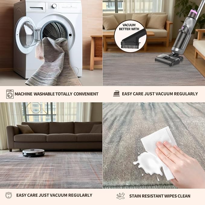 8x10 Area Rug, Plush Soft Living Room Rug Machine Washable - Large Non-Slip Stain Resistant Rug for Bedroom, Geometric Pet Friendly Carpet - Image 7