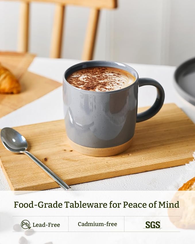 famiware Coffee Mugs for 8, 13 oz Mug Set, Drinking Cup with Handle for Coffee, Tea, Cocoa, Milk, Milkyway Serise, Dark Gray - Image 2