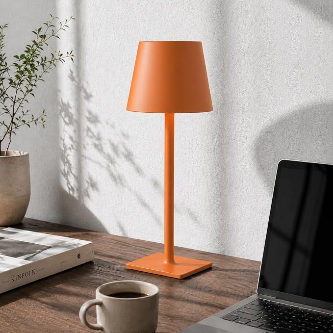 Yogaret Orange Cordless Table Lamp Set of 2-3 Way and Stepless Dimmable - for Restaurant Dining Bedroom Home Bar - Image 6