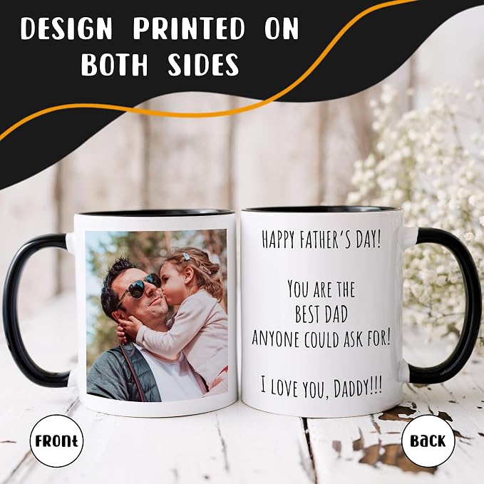 Personalized Coffee Mug, Custom Picture Text or Logo Ceramic Mug, Customized Gift for Men & Women, Taza Personalizada with Photo and Words, Customizable 11 Oz Tea Cup | White - Black - Image 4