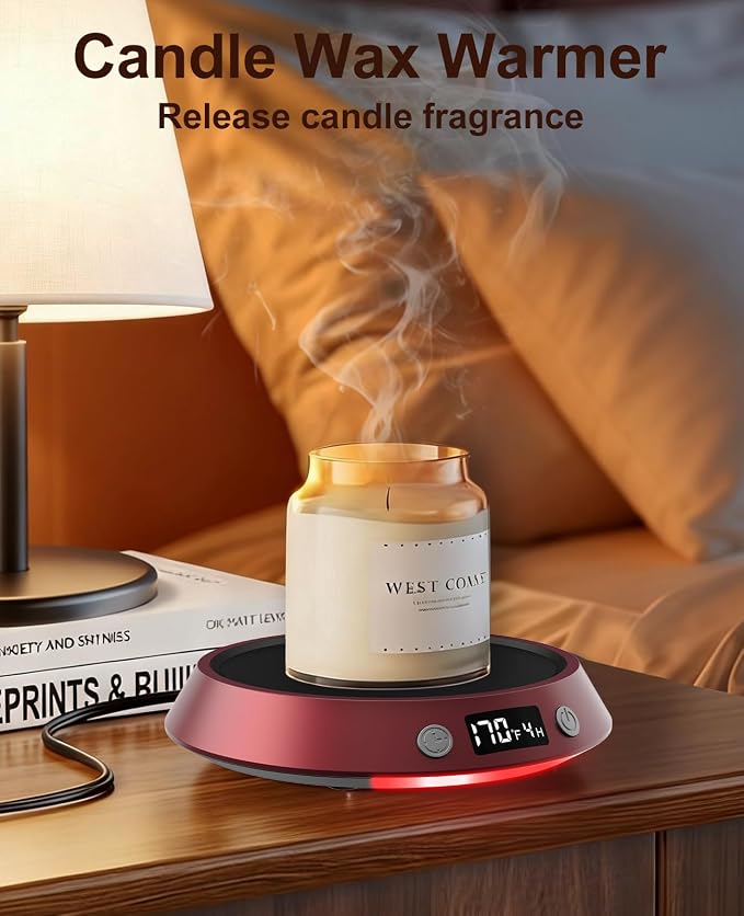 Kepwam Coffee Mug Warmer - 50W Electric Coffee Warmer for Desk 3 Temp Settings & 2-9 Timer Smart Cup Warmer for Desk Candle Warmer Plate with LED Lights Beverage Tea Milk Warmer for Home & Office - Image 4