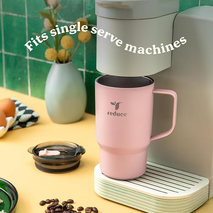 REDUCE Hot1 18 oz Hot1 Stainless Steel Insulated Mug with Temperature Adjusting Lid - Dual-Wall Vacuum, Cupholder Friendly - Keeps Drinks Hot for 6 Hours - Ideal for Coffee, Tea & Other - Baked Clay - Image 6