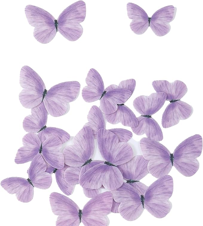 YOcity 58Pcs Edible Butterflies Cake Toppers Edible Butterfly Cupcake Toppers Wafer Paper Butterflies Edible Butterfly Cake Decorations for Wedding Birthday Party Cupcakes Decorating - Image 2