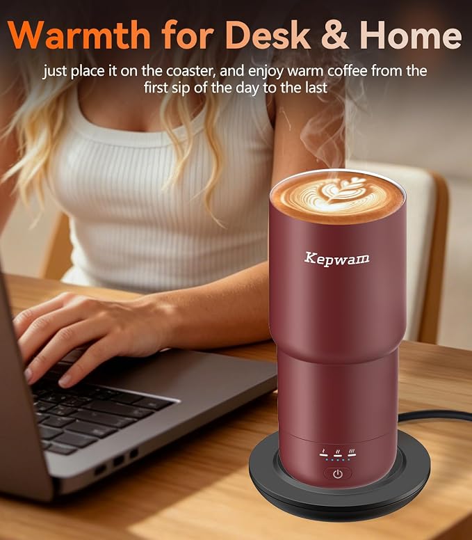 Kepwam Heated Coffee Mug Rechargeable T3, 20oz Self-Heating Travel Mug for Coffee with 1℉ Precise Temperature Control & App, Portable Cup Warmer for Outdoor & Car (Fits Cup Holders) - Image 4