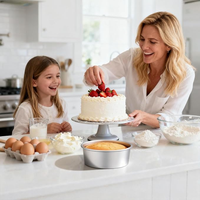 Beasea Cake Pans Removable Bottom, 8 inch Cheesecake Baking Pan Set of 2, Round Movable Cake Pan Aluminum Alloy Mini Cake Pan for Oven Baking - Image 7