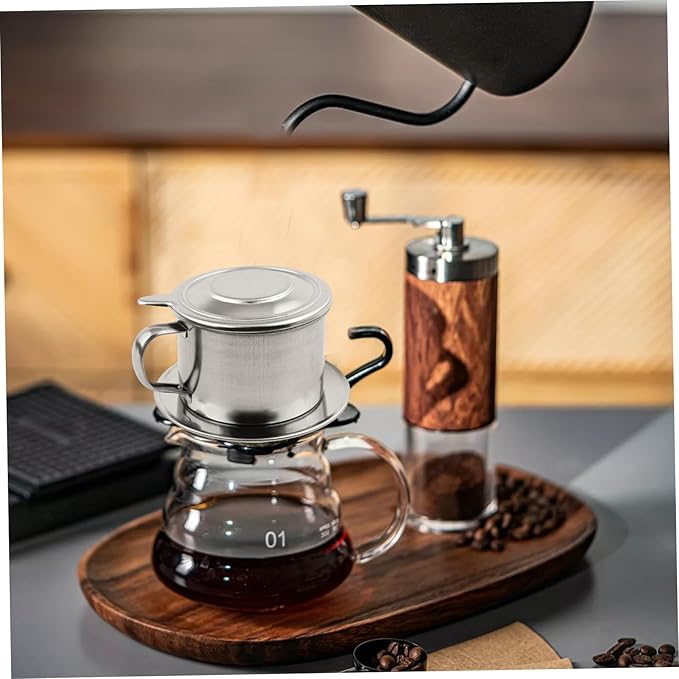 Vietnamese Coffee Dripper 2 Set Stainless Steel Vietnamese Coffee Filter 3.3x2.5in Professional Washable Reusable Cafe Accessories Dripper, Filter, D