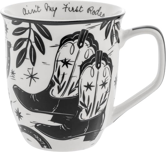 Karma Gifts 14 oz Black and White Boho Mug Western - Cute Coffee and Tea Mug - Ceramic Coffee Mugs for Women and Men by KarmaGifts
