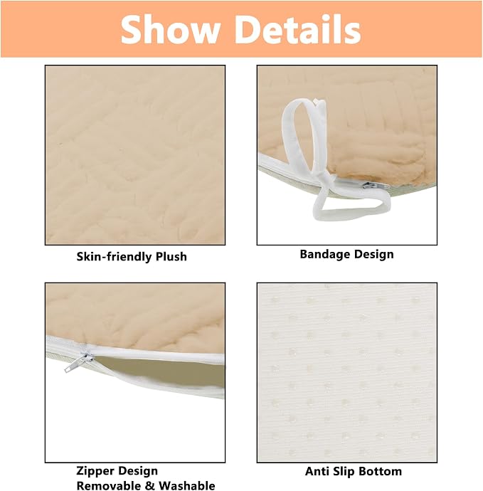 Plush Chair Cushion, Oval Chair Cushion Pad,Ultra Soft Nonslip Seat Pad,Comfortable Chair Cushion Cover,2PCS Memory Foam Chair Seat Cushion for Home Office Kitchen Dining Chairs Khaki - Image 3