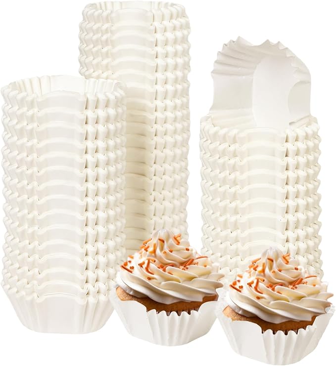 qiqee Square Cupcake Liners, 500 Count, White,Standard Size by Qiqee