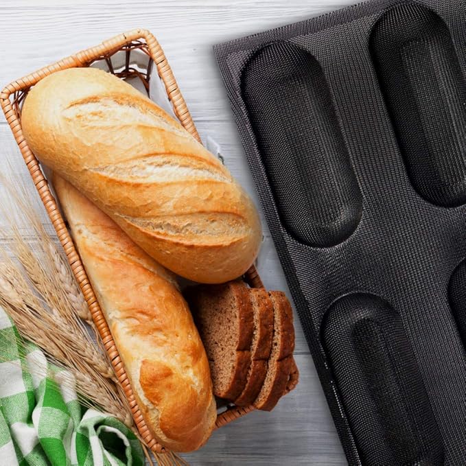 Hot Dog Molds Non Stick Bread Loaf Molds Baguette Pan Food Grade Silicone Bread Baking Mold 12 Loaf 40 x 60 for making Bread