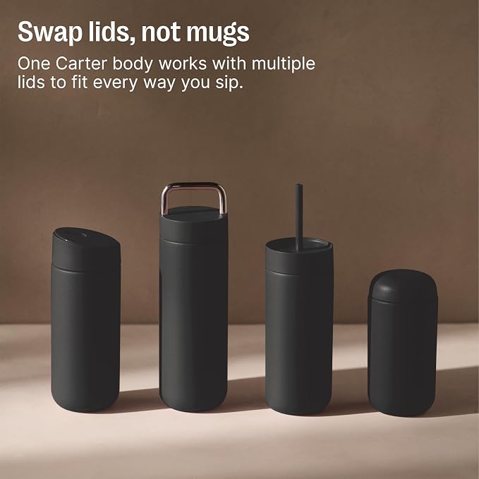 Fellow Carter Slide Ceramic Lined Travel Coffee Mug 12 oz, One-Handed Lid | No Metallic Taste Stainless Steel Coffee Tumbler, Leak-Proof, Hot 6Hr Cold 6Hr, BPA-Free, Dishwasher Safe, Black - Image 5