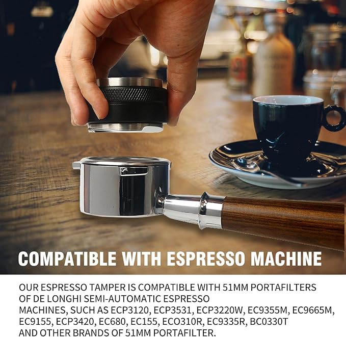 51mm Coffee Distributor & Hand Tamper, Dual Head Coffee Leveler Espresso Distributor for All 51mm Espresso Portafilter, Compatible with Delonghi Portafilter