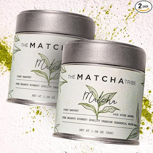 Ceremonial Grade Matcha Powder Set – 2 Pack First-Harvest Stone-Ground Matcha Green Tea from Japan | Premium Ceremonial Matcha | 2 × 30g Tins