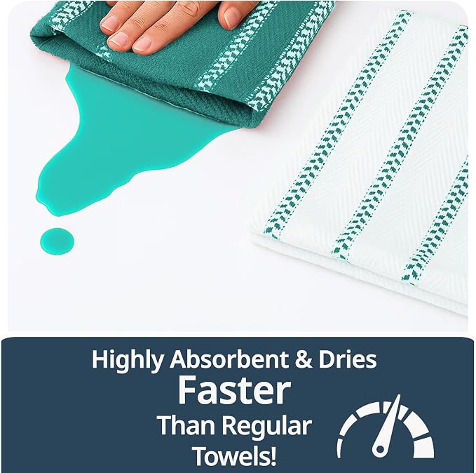 LANE LINEN Kitchen Towels Set - Pack of 4 Cotton Dish Towels for Drying Dishes, 18”x 28”, Absorbent Tea Towels, Quick Drying Kitchen Towel Set - Peacock Blue - Image 5
