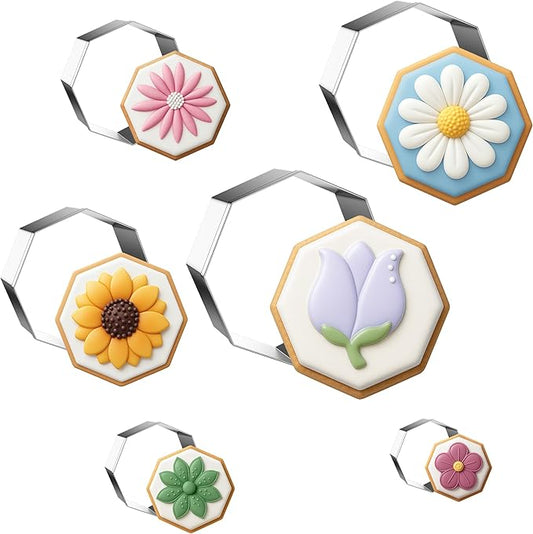 6PCS Octagon Cookie Cutters Set, Stainless Steel Kitchen Baking Supplies, for Biscuit, Homemade Cookies, Cake Decorating, Geometric Cookie Cutter, (1.5", 2", 2.5", 3", 3.5", 4"), Octagon