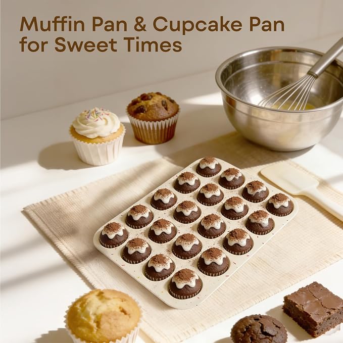 Silicone Mini Muffin Pan, 24 Cup Nonstick Mini Cupcake Pan 2Pcs | Food-Grade Silicone Muffin Tin, Oven Dishwasher Freezer Safe Silicone Molds for Home Baking DIY, Mini Cupcakes, Egg Bites - Image 8