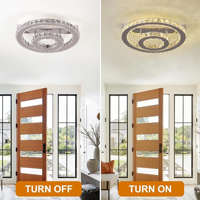 Crystal LED Ceiling Light Chandelier, Modern Semi Flush Mount Lighting Fixture Ceiling Lamp for Living Room, Dining Room, Bedroom, Kitchen Island, Entryway - Image 5