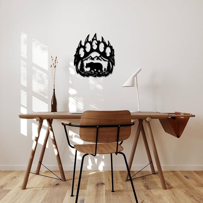 INFUNLY Bear Paw Wall Decor 10.8X11.8 Inches With Forest Mountain Pine Tree - Rustic Cabin Hunting Decorations Metal Bear Decor for Living Room Bedroom Indoor - Image 7