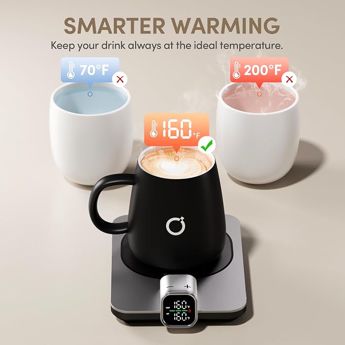 Coffee Cup Warmer & iKago Mug Set, 1℉ Precise Temp Control Mug Warmer | Auto Shut Off, Infrared Sensor, Dual Temp Display, ℉/℃ Optional, 15oz Mug with Spoon & Lid Included, Gifts for Men Women - Image 9