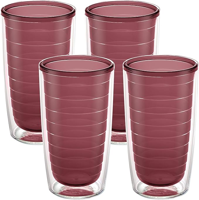 Tervis Clear & Colorful Tabletop Made in USA Double Walled Insulated Tumbler Travel Cup Keeps Drinks Cold & Hot, 16oz - 4pk, Elderberry Wild by TervisTumblerCompany
