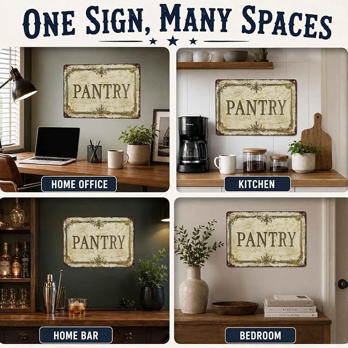 Pantry Room Identification Farmhouse Aluminum Metal Sign 8 x 12 Inch | Farmhouse Everyday Wall Decor for Home, Kitchen, Dining Room, Pantry, Gift for Home Owners or Decor Lovers - Image 6
