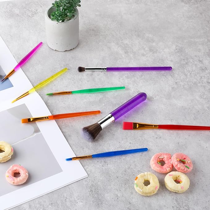 8 Pieces Cake Decorating Brushes Tools Set Cake Baking Brush Food Paint Brush Fondant Gum Paste Sugar Cookie Decorating Tools Kit for DIY Cake Sugar Cookie Fondant