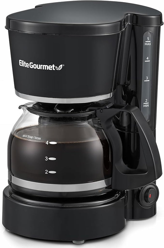Elite Gourmet EHC-5055 Automatic 5-Cup Brew & Drip Coffee Maker with Pause N Serve Reusable Filter, On/Off Switch, Water Level Indicator by EliteGourmet